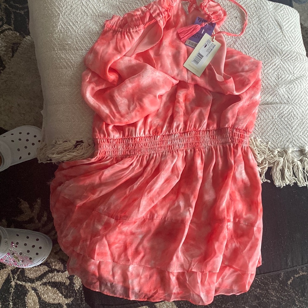 Pink dress.